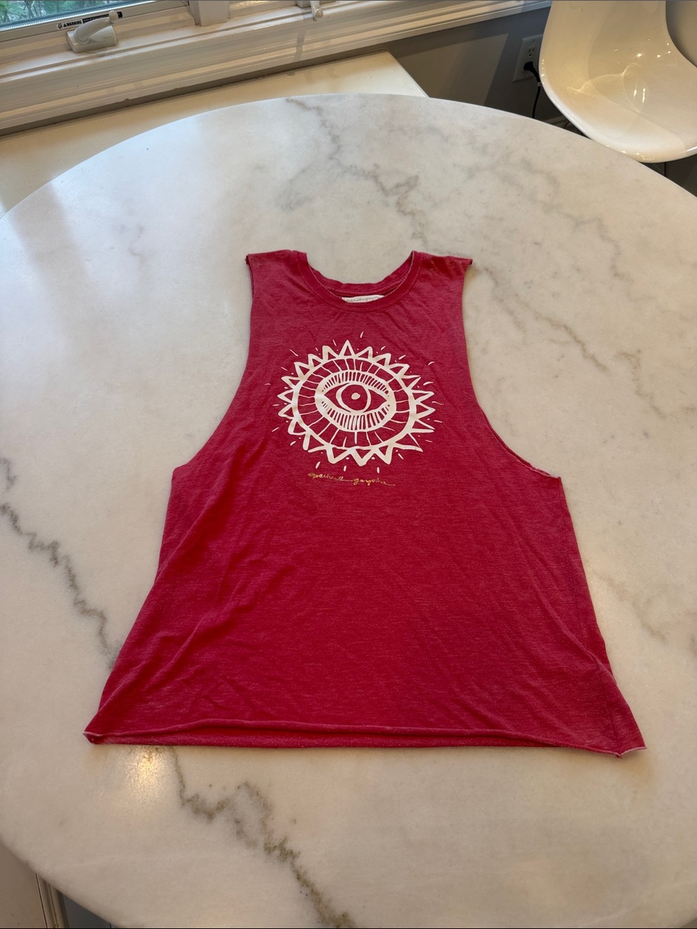 Spiritual Gangster Red Graphic Muscle Tank with White Eye Sun